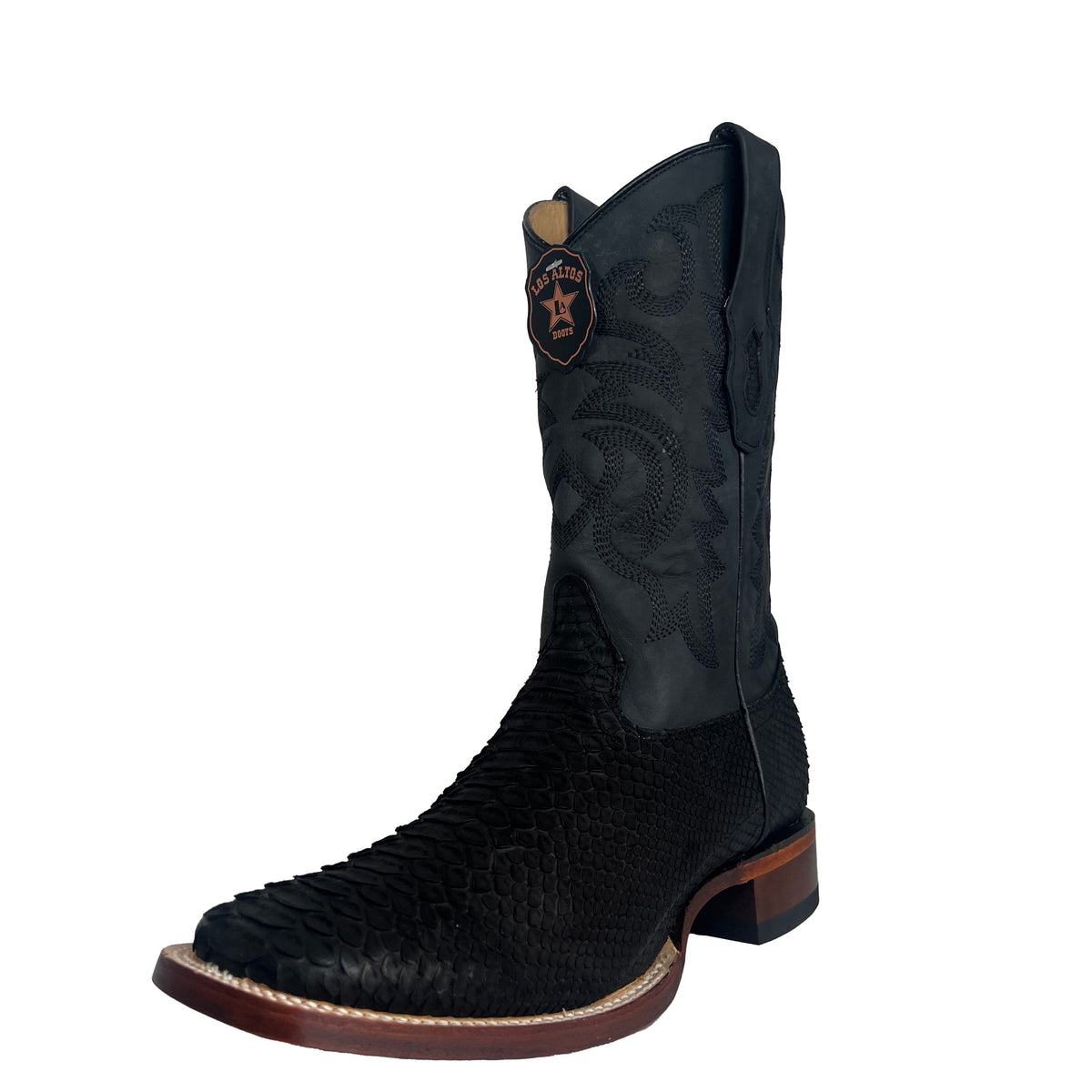 Wide Square Toe Python Nobuck Black Leather Sole – La Herradura Western ...